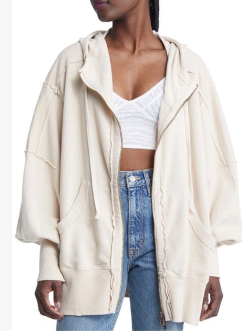 Free People Camden Oversized Cotton Hoodie - Summer Khaki